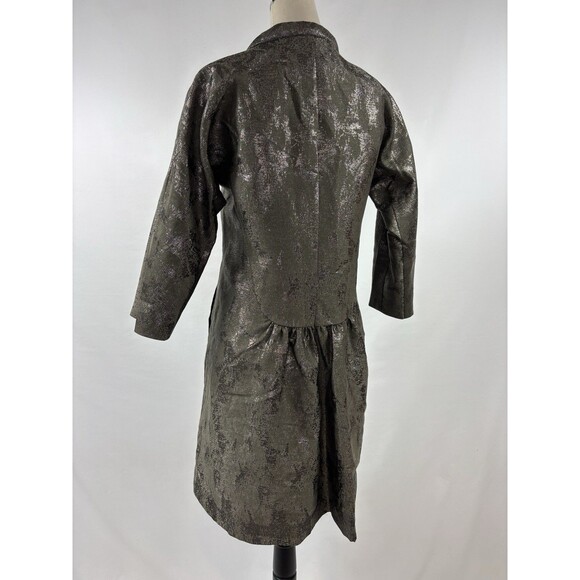 Hoss Introqia Anthropologie Made in Spain Jacket Silver Jacquard Size 36 Bow - Picture 2 of 15